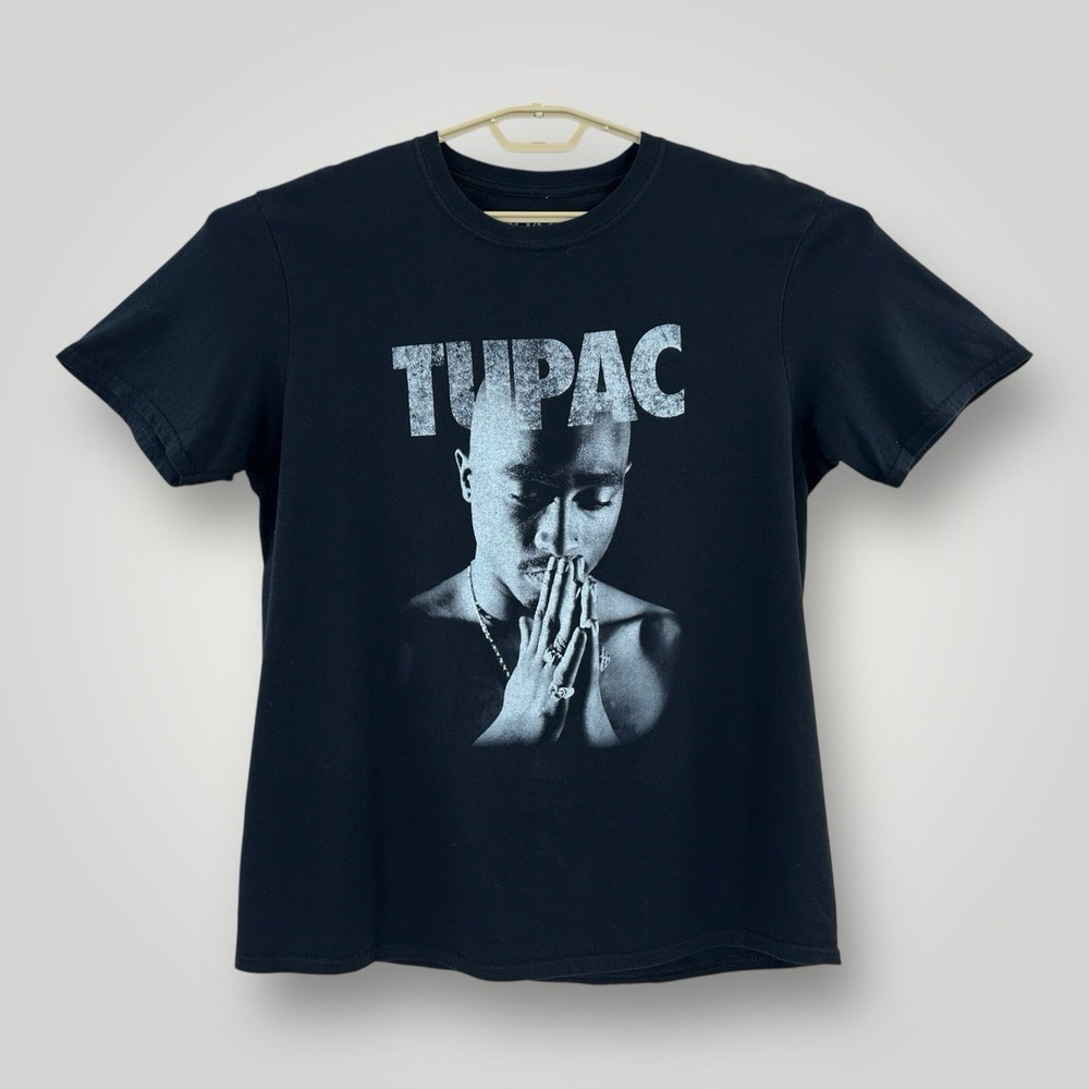 Tupac 2PAC Prayer Black T-Shirt Mens Size L‎ Graphic Hip Hop Rap Short Sleeve